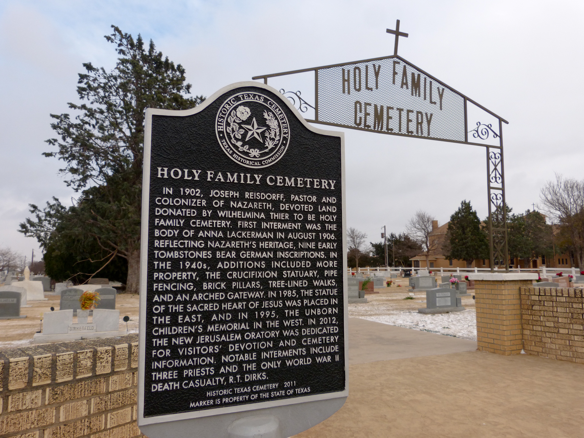 Holy Family Cemetery Historical Marker