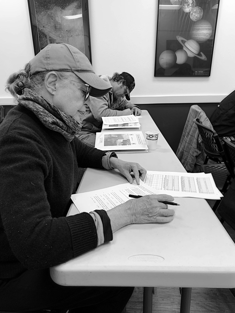 A woman taking a prescribed burn exam. 