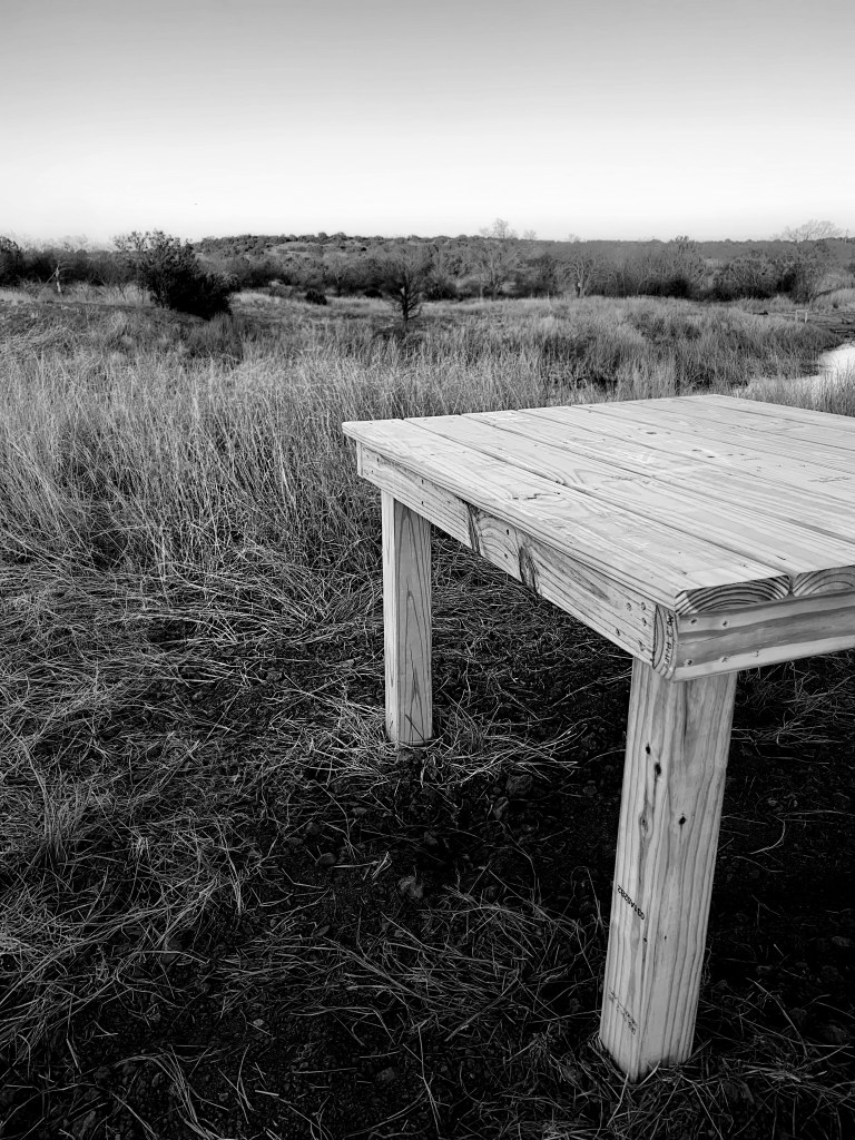 Wooden table installed at the 3RF Beaver Pond